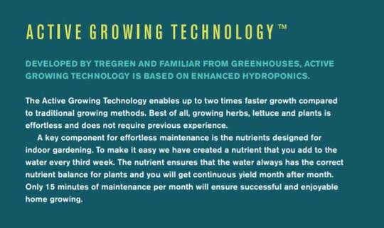 Tregren Herbie hydroponic indoor garden active growing technology