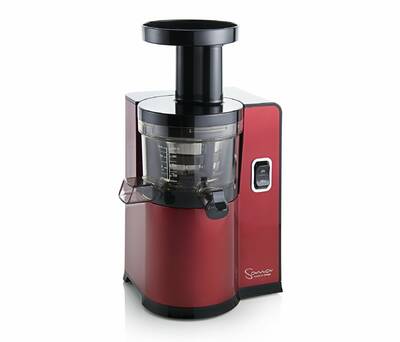 Wyciskarka pionowa Sana marki Omega EUJ-808 czerwona bok